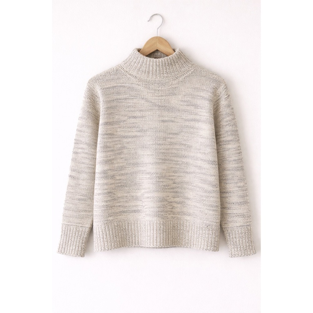 J Jill PureJill Mock Neck Sweater M Minimalist Coastal Quiet Luxury Cozy Knit